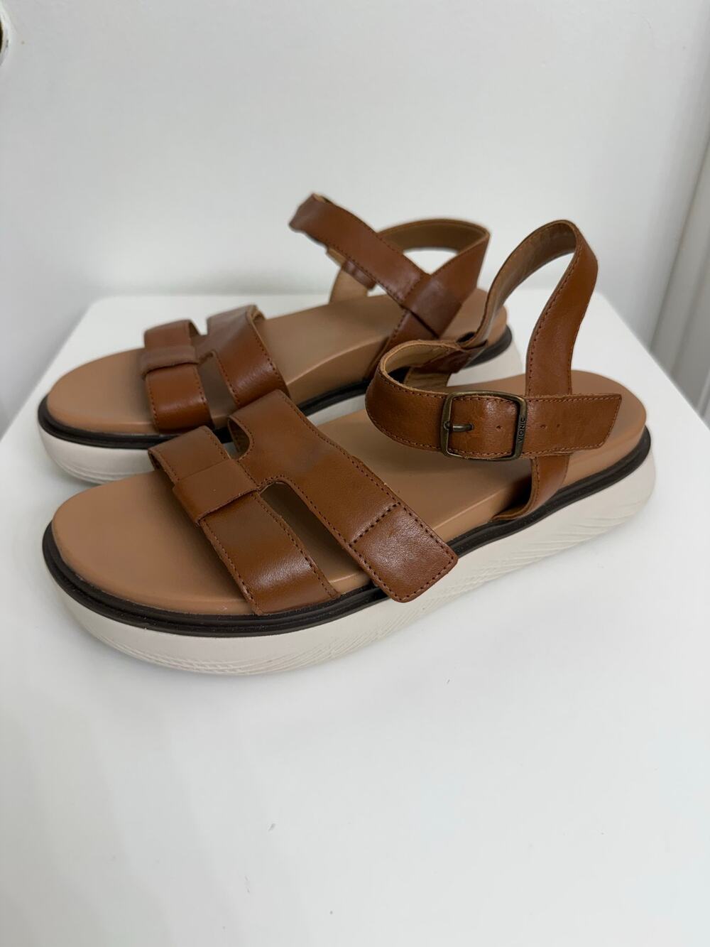 Vionic Solana Strappy Slingback Wedge Comfort Sandals Brown Sz 10 Casual Boho